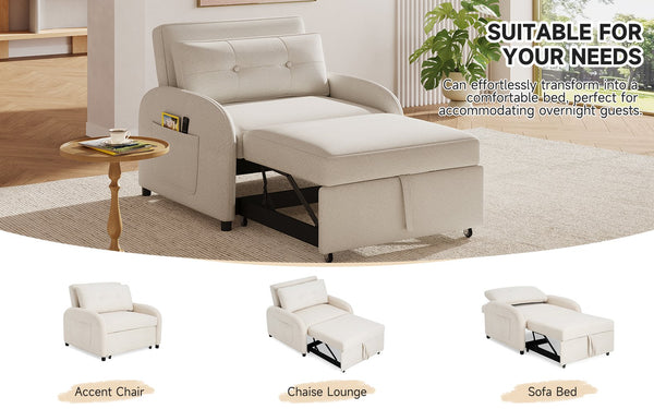English Elm Christopher Knight Home® - (Old 3-in-1 Convertible Sleeper Sofa Bed with Pillow & Pocket, Compact Loveseat with Pull-Out Bed and Wheels Beige N765P34284849W
