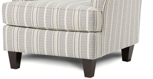 English Elm Stripe Modern Upholstered Chair with Round Track Arms, Welt Cord Trim & Tapered Wood Feet, Compact Comfort B2741P376932