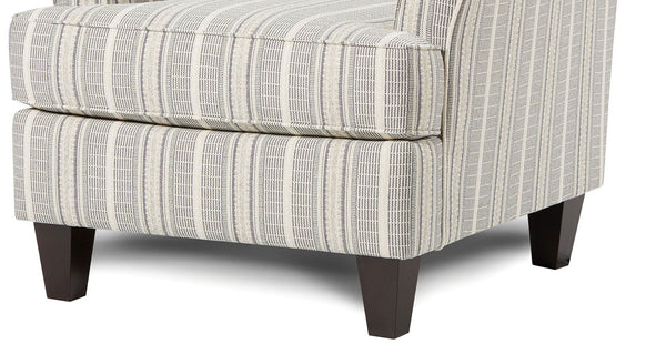 English Elm Stripe Modern Upholstered Chair with Round Track Arms, Welt Cord Trim & Tapered Wood Feet, Compact Comfort B2741P376932