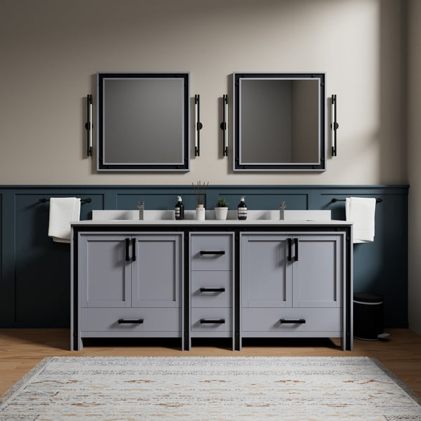 English Elm Dark Grey Double Bath Vanity With White Quartz Top, Faucet Set & Ample Storage For Modern Spaces B2731P260650