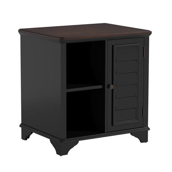 English Elm U Can Louvered End Table with Woven Grass Baskets Ottoman Legs Farmhouse Storage Black N724P401353B