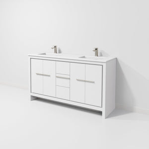 English Elm White Double Bath Vanity With Quartz Top & Gun Metal Faucet - Stylish Storage Solution For Modern Bathrooms B2731P259471-GIGA