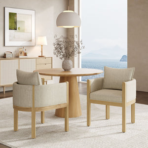 English Elm Christopher Knight Home® - Linen Upholstered Armchair Set Of 2 - Cozy Beige Chairs With Natural Wood Legs For Stylish Seating N768P305168N