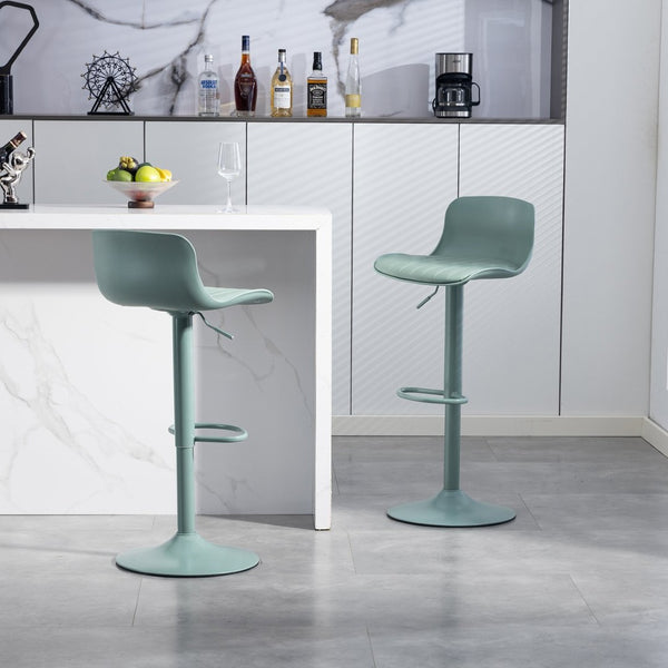 English Elm Bar Stools Set of 2 Adjustable Swivel Pu Leather Kitchen Island Seating with Back Mint Green W676P358684