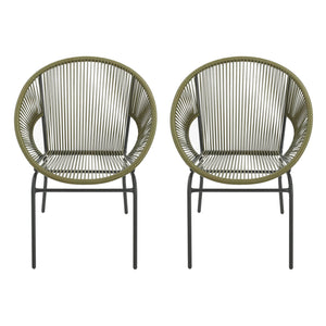 English Elm Christopher Knight Home® - NUSA Modern Outdoor Wicker Club Chairs Set of 2 with Durable PE Rattan Weave and Sleek Iron Frame Green N775P198603G