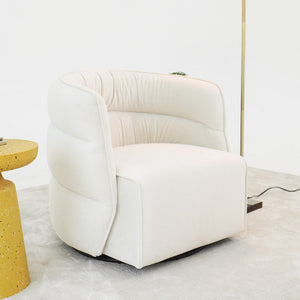 English Elm Ashcroft Furniture - Walden Mid-Century Swivel Chair Velvet Upholstery with Integrated Armrests, Fully Assembled Elegance Cream B183P281190