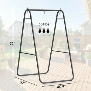 English Elm Egg Chair Hammock Stand Heavy Duty Steel a Frame Outdoor Patio Swing Support Black T3971P475546
