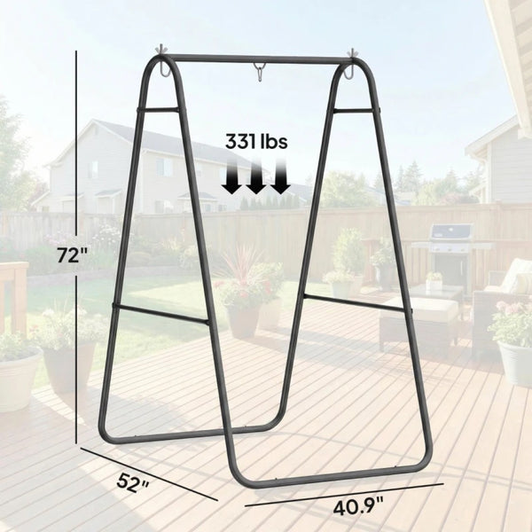 English Elm Egg Chair Hammock Stand Heavy Duty Steel a Frame Outdoor Patio Swing Support Black T3971P475546