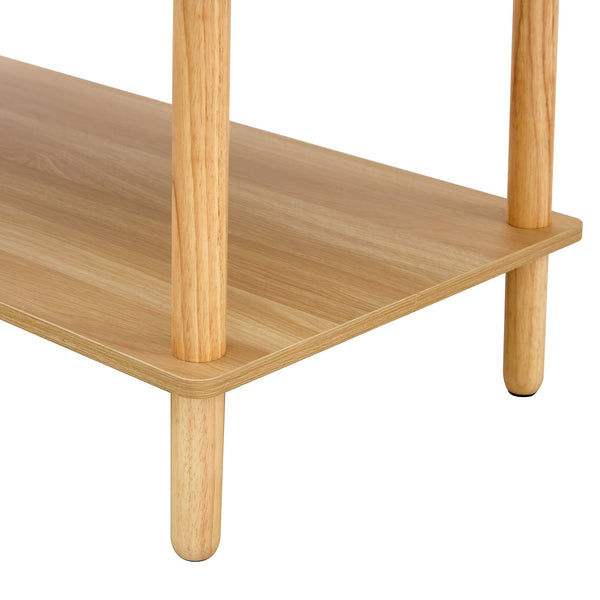 English Elm Modern 2-Tier Coffee Table with Open Shelf, Solid Wood + MDF, Rounded Legs, Durable Farmhouse Style Burly Wood W3226P279107