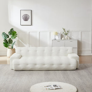 English Elm [video]87.4-inch Cloud Series Chenille Three-seater Sofa with Tufted Square Arms for Living Rooms White W3505P383948
