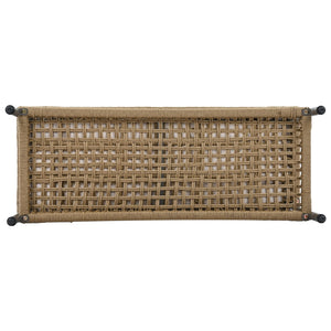 English Elm K&K 6-Piece Rope Patio L-Shaped Sectional Set with Acacia Wood Ice Box Table and Deep Cushions Beige+Brown N707S000014Z