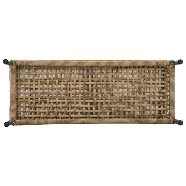 English Elm K&K 6-Piece Rope Patio L-Shaped Sectional Set with Acacia Wood Ice Box Table and Deep Cushions Beige+Brown N707S000014Z