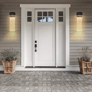 English Elm 18"(H) Modern Outdoor LED Wall Light 12W Weatherproof Bubble Crystal Sconce Black Finish, Up/Down Ambience for Porch Garden Patio W1340P239405