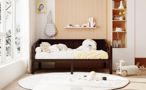 English Elm Twin Daybed Frame Solid Pine Sofa Bed for Guest Room Studio or Teen Bedroom Espresso N708P266719P