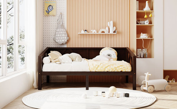 English Elm Twin Daybed Frame Solid Pine Sofa Bed for Guest Room Studio or Teen Bedroom Espresso N708P266719P
