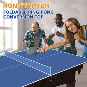 English Elm 7*4ft Foldable Ping Pong Conversion Top Mdf Surface with Net for Game Rooms Blue W1408P293379