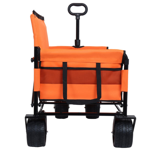 English Elm 3-in-1 Convertible Folding Wagon with Bench Seat Steel Frame 500lb Capacity Orange W2932P283542