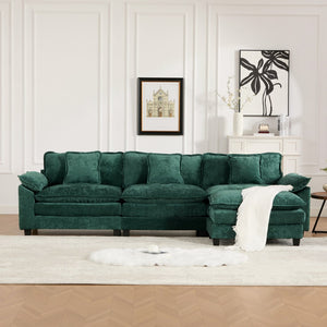 English Elm Wider Armrest 3-Seat Sectional Sofa, Modern Chenille Couch For Living Room, Comfortable & Flexible Design W1143S00042-GIGA