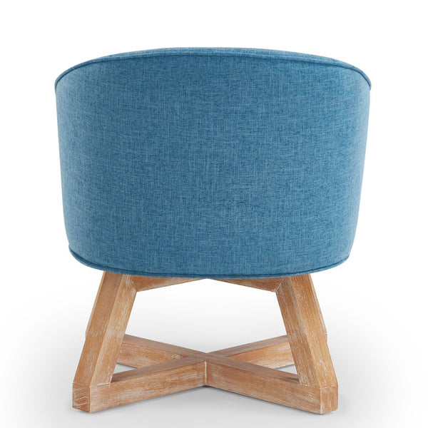English Elm Swivel chair with solid rubberwood cross base, 360° smooth rotation, ergonomic linen upholstery for home comfort Light Blue W2186P166255