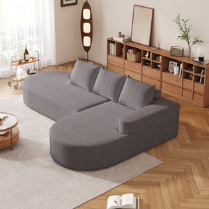 English Elm Modern Curved Sectional Sofa - Soft Chenille Upholstery, Modular Design, 3 Pillows & Easy Setup W834S00452