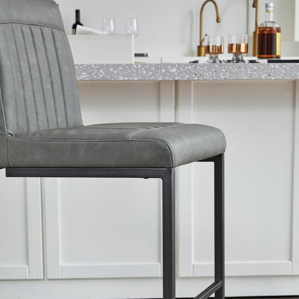 English Elm Faux Leather Counter Stools Set of Two Ergonomic Curved Back Metal Frame Kitchen Seating W5096P400639