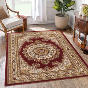 English Elm Manchester Elegant Red 5'3" X 7'3" Area Rug - Durable, Stain-Resistant, Kid & Pet-Friendly Design B186P316804