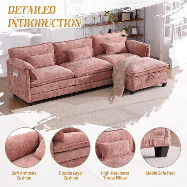 English Elm United Oversized 112" Modular Sectional Sofa Cloud Couch With Storage Ottoman, Usb Ports & Comfort Design W1568S00185-GIGA