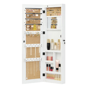English Elm Solid Wood Wall Mounted Jewelry Armoire with Led Lighting and Full Length Mirror W2640P454224