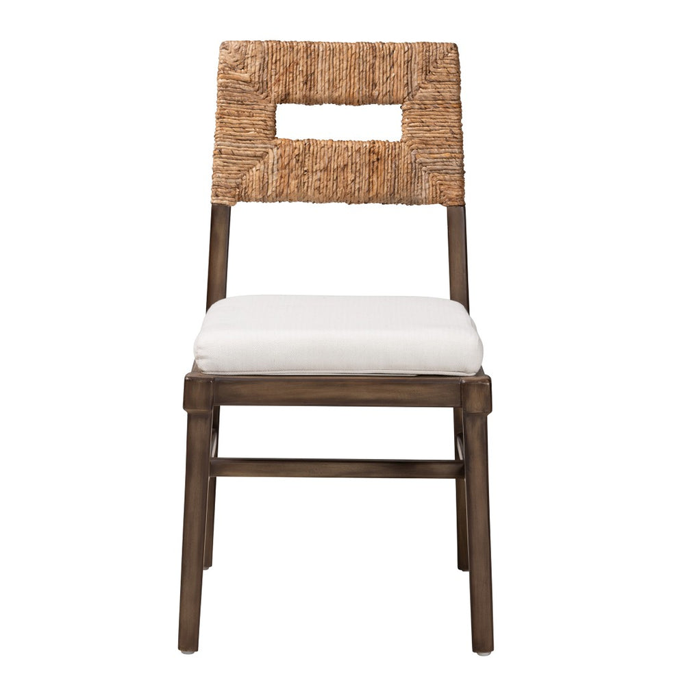 English Elm Bohemian Handwoven Kubu Rattan Mahogany Wood Dining Chair Organic Eclectic Style B2750P467643