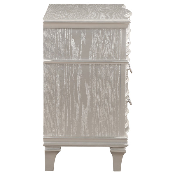 English Elm Evangeline Silver Oak 3-Drawer Nightstand with Hexagonal Hardware, Turned Tapered Legs, Modern Elegance B062P344978