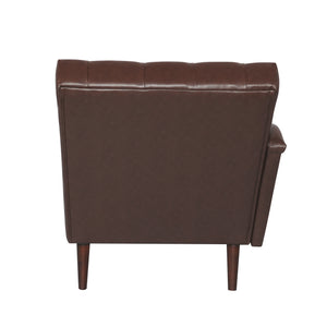 English Elm Chaise tufted PU lounge arm chair with pillow and solid wood legs for living room comfort and style Dark Brown W680P198642