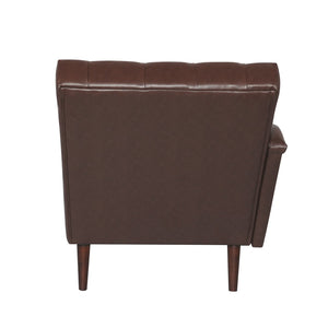 English Elm Chaise Lounge Chair Tufted Pu Leather Upholstered Accent Seat for Bedroom Living Room Dark Brown W680P415487