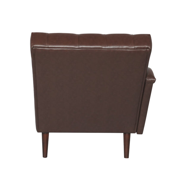 English Elm Chaise Lounge Chair Tufted Pu Leather Upholstered Accent Seat for Bedroom Living Room Dark Brown W680P415487