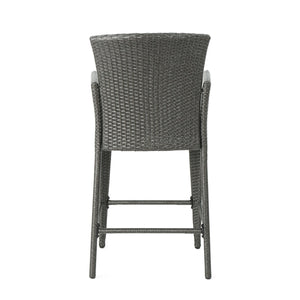 English Elm Anaya Outdoor Pe Wicker Barstools Set of Two with Iron Frame for Patio Bar N758P391474G