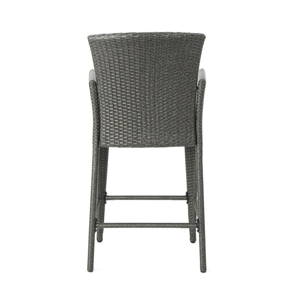 English Elm Anaya Outdoor Pe Wicker Barstools Set of Two with Iron Frame for Patio Bar N758P391474G