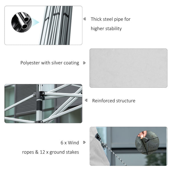 English Elm Outsunny 10' X 19' Pop Up Canopy Tent With Easy Setup, Adjustable Height, Carry Bag For Events & Patio W2225P174200-GIGA