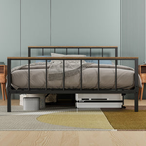 English Elm Metal Platform Bed Frame With Headboard, Sturdy Design, Under-Bed Storage, No Box Spring Needed, Full Size W57868845