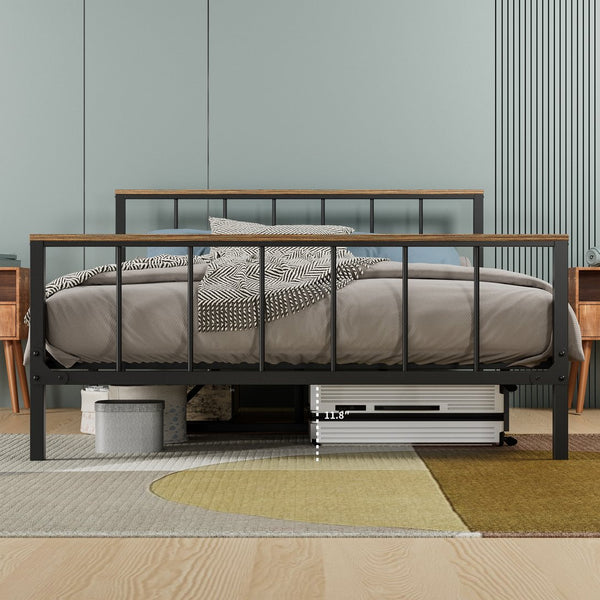 English Elm Metal Platform Bed Frame With Headboard, Sturdy Design, Under-Bed Storage, No Box Spring Needed, Full Size W57868845