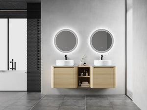 English Elm 60'' Wall-Mounted Bathroom Vanity With Ceramic Sink & Soft-Close Cabinet, Modern Storage Solution W999S00471