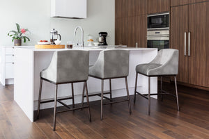 Sunpan Dalary Counter Stool - Stylish Bravo Metal Faux Leather & Polo Club Stone Fabric for Any Space