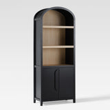 Chantelle Modern Arched Bookcase with Statement Wood Cabinet Pulls Black WECHA41OS2BL0 Walker Edison