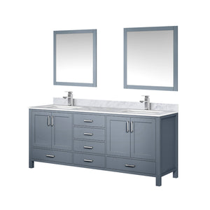 English Elm Dark Grey Double Bath Vanity With Carrara Marble Top, Chrome Faucet & 30" Mirrors – Elegant Storage Solutions B2731S01056