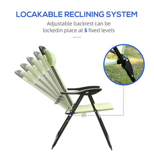 English Elm Outsunny Folding Patio Chairs Set Of 2 - Adjustable Sling Back, Portable & Comfortable For Outdoors W2225P200725-GIGA