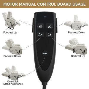 English Elm Dual Motor Power Lift Recliner Chenille Chair with Massage Heat and Infinite Positions Beige W3224P288434