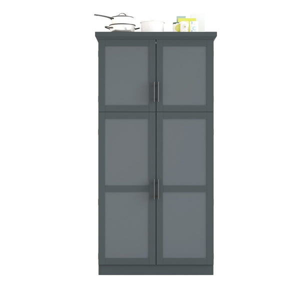 English Elm [assembly Included] Topmax Shaker Pantry Cabinet Tall Mdf Kitchen Storage with Pull-out Trays Gray SP000099AAE
