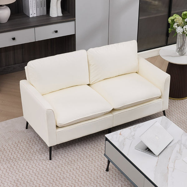 English Elm Ts Cat Paw Faux Leather Accent Chair Nordic Retro Loveseat with Lumbar Support Cream White W2311S00010