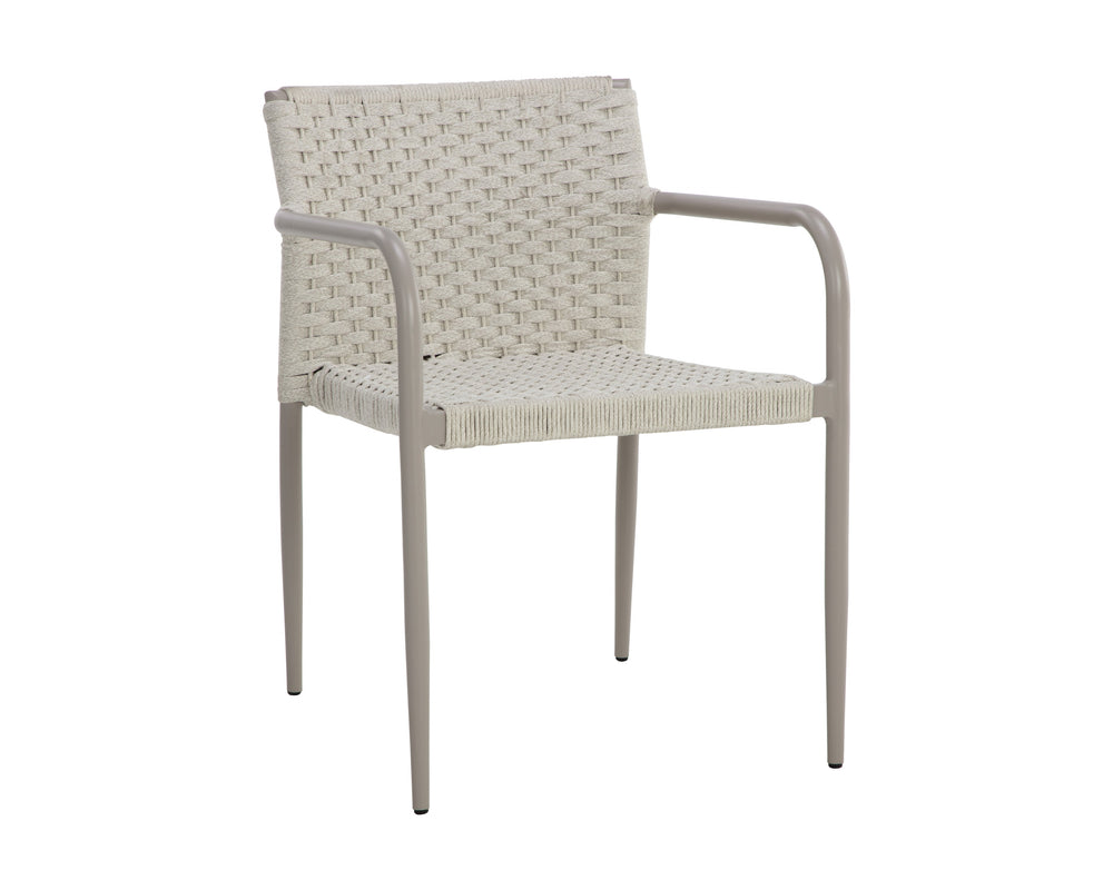 Sunpan Casella Stackable Dining Armchair Set of 2 - Stylish, Weatherproof Design with Cream Rope Weave