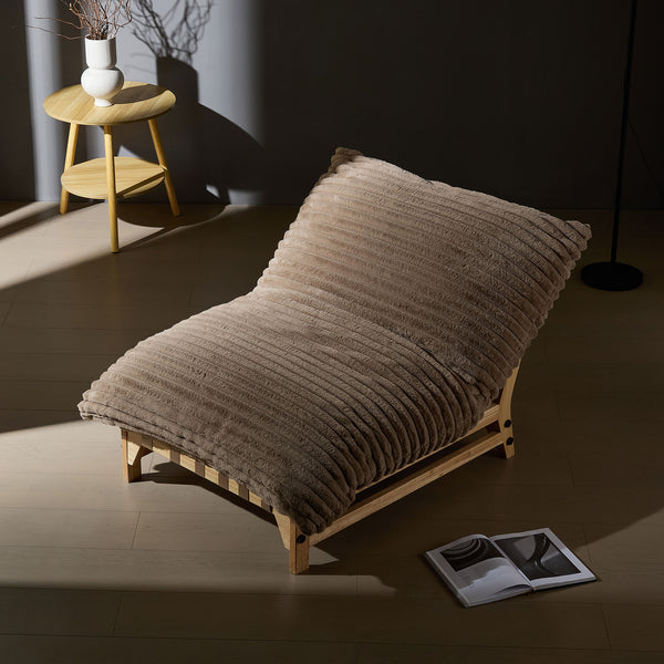 English Elm Accent Corduroy Armless Lazy Sofa Chair for Living Room Bedroom Office — Ergonomic Plush Support Light Brown W876P304541