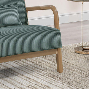 English Elm Sage Corduroy Accent Chair with Pillow — Modern Low-Profile Lounge Seat, Slanted Wood Legs, Cozy Comfort B011P369878