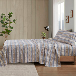 English Elm 3 Pcs Twin Sheet Set - Cozy Blue Snowflake Design, 100% Cotton Flannel For Warmth & Comfort B035P319779